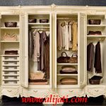 almari pakaian keren mewah 4 pintu kayu jati