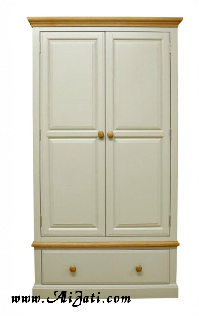 almari pakaian modern 2 pintu minimalis cat putih