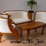 kursi tamu kecil ukir minimalis kayu jati modern