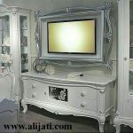 bufet tv mewah cat duco putih model german