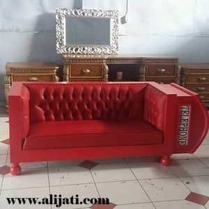 Sofa Jok Oscar Warna Merah Kayu Jati