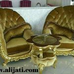 sofa santai mewah kayu jati cat gold